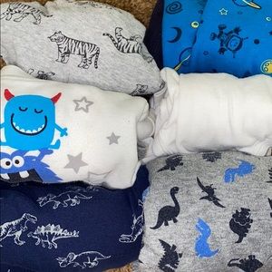 Toddler boy button up long sleeve onesies set of 6